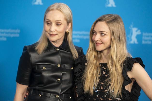 abb Mona Fastvold and Amanda Michelle Seyfried US actress and singer at the photocall for the movie Teh Testament of Ann Lee at the Berlinale 2026 76 Berlin International Film Festival at the Hotel Grand Hyatt in Berlin on February 19, 2026 Berlin Germany