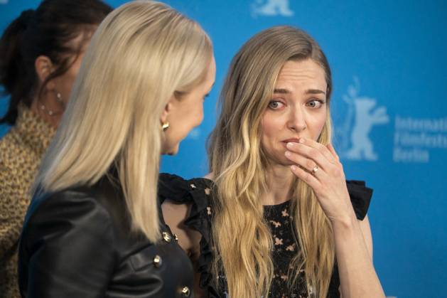 abb Mona Fastvold and Amanda Michelle Seyfried US actress and singer at the photocall for the movie Teh Testament of Ann Lee at the Berlinale 2026 76 Berlin International Film Festival at the Hotel Grand Hyatt in Berlin on February 19, 2026 Berlin Germany