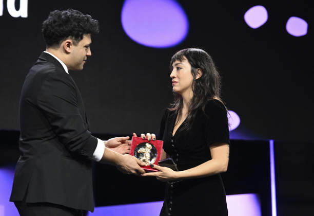 76th Berlin International Film Festival BERLIN, GERMANY - FEBRUARY 21: Director Marie-Rose Osta receives the Golden Bear Award for Best Short Film for her film Someday a Child during the 76th International Berlin International Film Festival (Berlinale) in Berlin, Germany on February 21, 2026. Halil Sagirkaya Anadolu Berlin Germany. Editorial use only. Please get in touch for any other usage.  Copyright: x2026xAnadoluxHalilxSagirkayax