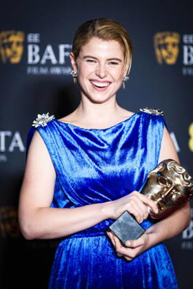EE BAFTA Film Awards 2026 - Winners Press Room on Sunday 22 February 2026 Jessie Buckley poses in the press room at the EE BAFTA Film Awards 2026 - Winners Press Room on Sunday 22 February 2026 at Royal Festival Hall, London. Jessie Buckley is pictured with the award for Leading Actress., Credit:Julie Edwards Avalon  Copyright: xJuliexEdwardsx xAvalonx 1077548122