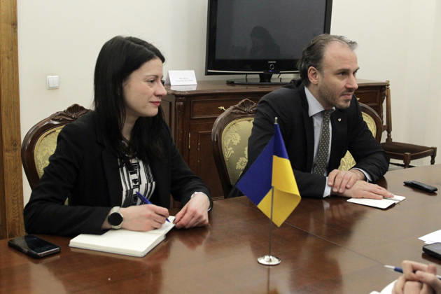 RECORD DATE NOT STATED Ambassador Extraordinary and Plenipotentiary of the Czech Republic to Ukraine Lubos Vesely is seen during a meeting with Vice Prime Minister for Humanitarian Policy and Minister of Culture of Ukraine Tetiana Berezhna focused on expanding bilateral cultural cooperation, Kyiv, Ukraine, on February 20, 2026 (Photo by Hennadii Minchenko Ukrinform) Meeting of Tetiana Berezhna with Lubos Vesely held in Kyiv Copyright: xHennadiixMinchenkox