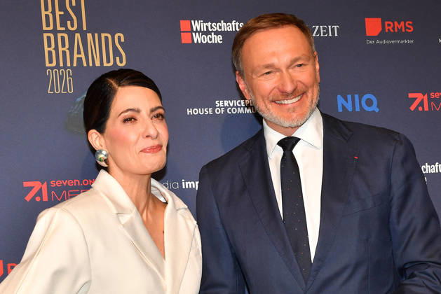 Linda Zervakis and Christian Lindner at the Best Brands Awards gala on 25 February 2026 at the Hotel Bayerischer Hof in Munich Best Brands Awards ceremony 2026 in Munich