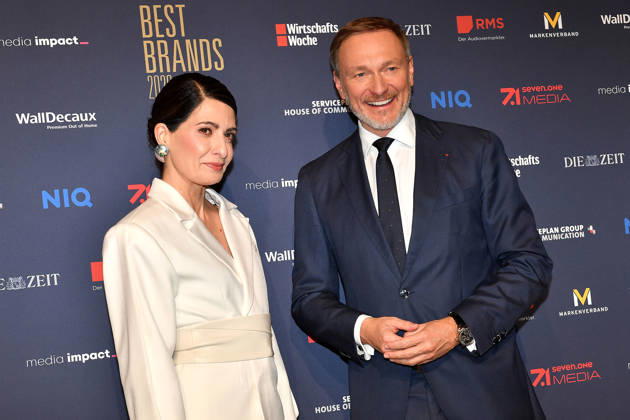 Linda Zervakis and Christian Lindner at the Best Brands Awards gala on 25 February 2026 at the Hotel Bayerischer Hof in Munich Best Brands Awards ceremony 2026 in Munich