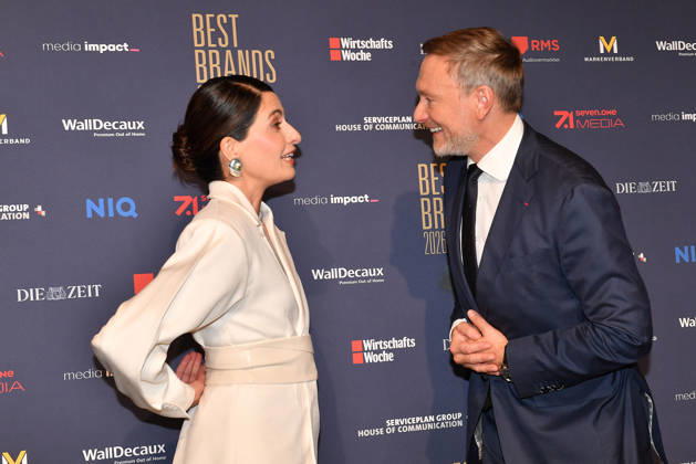 Linda Zervakis and Christian Lindner at the Best Brands Awards gala on 25 February 2026 at the Hotel Bayerischer Hof in Munich Best Brands Awards ceremony 2026 in Munich