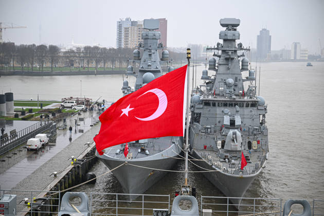 Naval exhibition and reception held aboard TCG Anadolu in Rotterdam ROTTERDAM, NETHERLANDS - FEBRUARY 27: Turkish Navy deploys four vessels for NATO exercise in Rotterdam, South-Holland, The Netherlands on February 27, 2026. The ships TCG Anadolu, TCG Derya, TCG Istanbul, and TCG Orucreis are moored at the Wilhelminakade in the Kop van Zuid district as part of Steadfast Dart, involving over 10,000 personnel from eleven countries; they are expected to remain until Sunday. Mouneb Taim Anadolu Rotterdam Netherlands. Editorial use only. Please get in touch for any other usage.  Copyright: x2026xAnadoluxMounebxTaimx