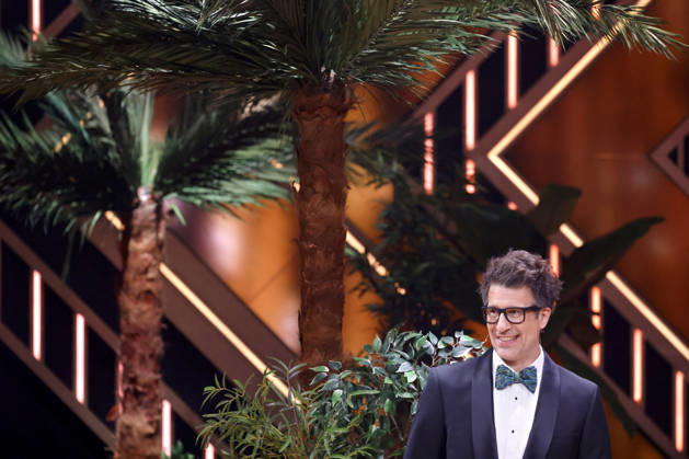 Presenter Daniel Hartwich stands next to palm trees at the introductory show of the 19th season of the RTL dance show Lets Dance in the Coloneum Cologne, 27 02 2026 NRW Germany Copyright: xChristophxHardtx