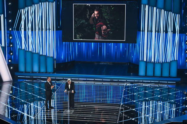 February 28, 2026, Sanremo, ITALY: (L-R) Sanremo Festival host and artistic director Carlo Conti and Italian actor Nino Frassica on stage at the Ariston theatre during the 76th edition of the Sanremo Italian Song Festival, in Sanremo, Italy, 28 February 2026. The Music Festival runs from 24 to 28 February 2026. ANSA ETTORE FERRARI Sanremo ITALY - ZUMAa110 20260228_zaf_a110_204 Copyright: xEttorexFerrarix