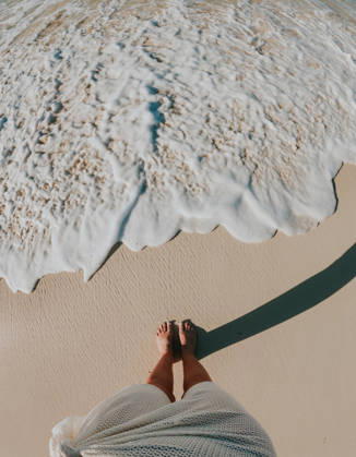 Female legs and feet on sandy beach as frothy waves approach. Grace Bay, Caicos Islands, Turks and Caicos Islands CR_DOHO26022882-1973351-01 ,model released, Symbolfoto