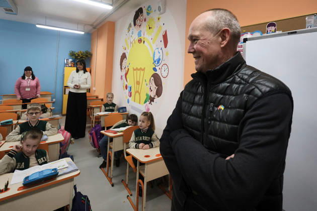 Ambassador Extraordinary and Plenipotentiary of the Kingdom of Denmark to Ukraine Thomas Lund-Soerensen visits an underground school during a meeting with representatives of the Association of Frontline Cities and Communities with a delegation of representatives of the Embassies of the countries of the Northern Baltic region, Kharkiv, Ukraine, March 5, 2026. (Photo by Viacheslav Madiievskyi Ukrinform) Representatives of embassies of Northern Baltic countries visit Kharkiv Copyright: xViacheslavxMadiievskyix