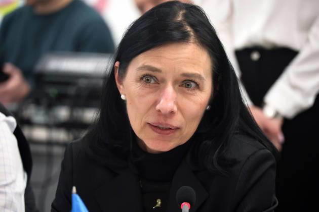 Ambassador Extraordinary and Plenipotentiary of the Republic of Estonia to Ukraine Annely Kolk attends a meeting with representatives of the Association of Frontline Cities and Communities with a delegation of representatives of the Embassies of the countries of the Northern Baltic region, Kharkiv, Ukraine, March 5, 2026. (Photo by Viacheslav Madiievskyi Ukrinform) Representatives of embassies of Northern Baltic countries visit Kharkiv Copyright: xViacheslavxMadiievskyix