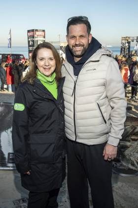 abb Susanne Fotiadis Director Marketing Communication of Welthungerhilfe and Matthias Killing as guests on the beach at 10 years Baltic Lights 2026 celebrity charity sled dog race in favor of Welthungerhilfe at the Baltic Sea between the sea bridge Ahlbeck and the sea bridge Heringsdorf , Friday 06 03 2026 in Heringsdorf MV Germany