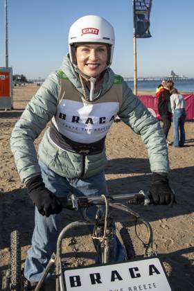 abb Sanna Englund as a guest on the beach at the 10th anniversary of Baltic Lights 2026 celebrity charity sled dog race in aid of Welthungerhilfe on the Baltic Sea between the Ahlbeck sea bridge and the Heringsdorf sea bridge, Friday 06 03 2026 in Heringsdorf MV Germany