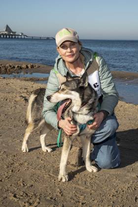 abb Sanna Englund as a guest on the beach at the 10th anniversary of Baltic Lights 2026 celebrity charity sled dog race in aid of Welthungerhilfe on the Baltic Sea between the Ahlbeck sea bridge and the Heringsdorf sea bridge, Friday 06 03 2026 in Heringsdorf MV Germany