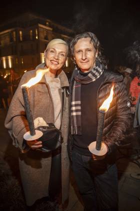 abb Sanna Englund and Marco Fischer husband as guests on the beach Falckellauf at 10 years Baltic Lights 2026 celebrity charity sled dog race in favor of Welthungerhilfe at the Baltic Sea between the sea bridge Ahlbeck and the sea bridge Heringsdorf , Friday 06 03 2026 in Heringsdorf MV Germany