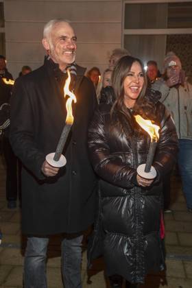abb Rene M and Simone Thomalla friend as guest at the beach Falckellauf at 10 years Baltic Lights 2026 celebrity charity sled dog race in favor of the Welthungerhilfe at the Baltic Sea between the Seebruecke Ahlbeck and the Seebruecke Heringsdorf , Friday 06 03 2026 in Heringsdorf MV Germany