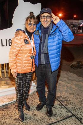 abb Christine Stumph and Wolfgang Stumph as guests on the beach at the 10th anniversary of Baltic Lights 2026 celebrity charity sled dog race in aid of Welthungerhilfe on the Baltic Sea between the Ahlbeck and Heringsdorf sea bridges, Friday 06 03 2026 in Heringsdorf MV Germany