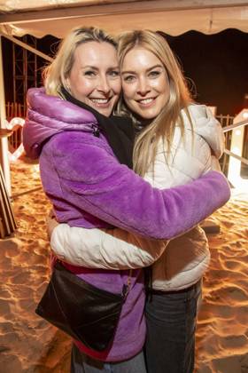 abb Franziska Hippe with Nina Ensmann as guests on the beach at 10 years Baltic Lights 2026 celebrity charity sled dog race in aid of Welthungerhilfe on the Baltic Sea between the Ahlbeck and Heringsdorf sea bridges, Friday 06 03 2026 in Heringsdorf MV Germany