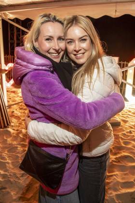 abb Franziska Hippe with Nina Ensmann as guests on the beach at 10 years Baltic Lights 2026 celebrity charity sled dog race in aid of Welthungerhilfe on the Baltic Sea between the Ahlbeck and Heringsdorf sea bridges, Friday 06 03 2026 in Heringsdorf MV Germany
