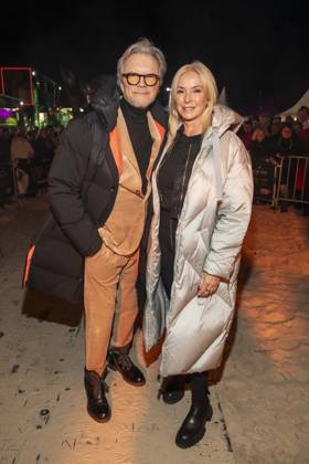 abb Wolfgang Lippert and wife Gesine Lippert as guests on the beach at 10 years Baltic Lights 2026 celebrity charity sled dog race in favor of Welthungerhilfe on the Baltic Sea between the Ahlbeck sea bridge and the Heringsdorf sea bridge, Friday 06 03 2026 in Heringsdorf MV Germany
