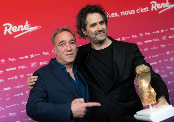 Alon Knoll and Gregory Zalcman pose for the photographer at the 15th edition of the Rene du Cinema film awards ceremony, Saturday 07 March 2026, in Brussels. The awards are rewarded to movies of Belgian French-speaking producers. EMILExWINDAL 166823493