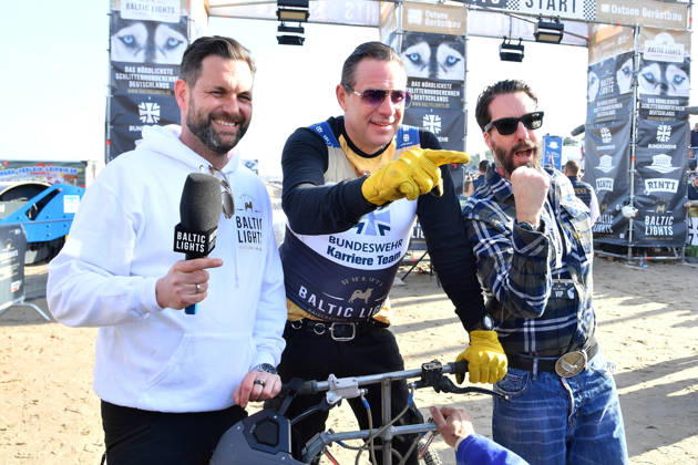 Matthias Killing, Sascha Vollmer and Alec Voelkel at the BALTIC LIGHTS 2026 Charity Schilttenhunderrennen in Heringsdorf on Usedom on 07 03 2026