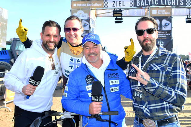 Matthias Killing, Sascha Vollmer, Till Demtroeder and Alec Voelkel at the BALTIC LIGHTS 2026 Charity Schilttenhunderrennen in Heringsdorf on Usedom on 07 03 2026