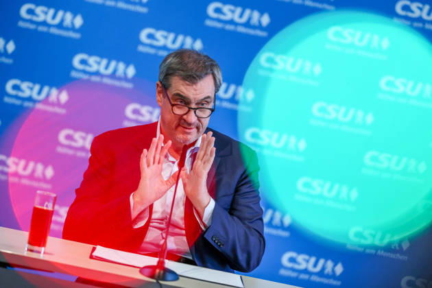 Press conference after meeting of the CSU Executive Committee on 09 03 2026 at the CSU regional office in Munich Markus Söder Minister-President of Bavaria talks about the results of the Bavarian local elections xMSx