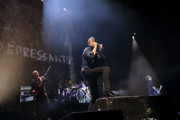 Mat Osman, Simon Gilbert, Brett Anderson and Richard Oakes, from left, from the band Suede at a concert at the Uber Eats Music Hall in Berlin, March 9, 2026 Suede concert Berlin