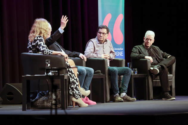 Susanne Pätzold, Jürgen Becker, Moritz Netenjakob and Michael Mittermeier at the lit Cologne 2026 event lit Comedy at the Theater am Tanzbrunnen Cologne, 09 03 2026 Foto:xR.xSchmiegeltx xFuturexImagex comedy_6307