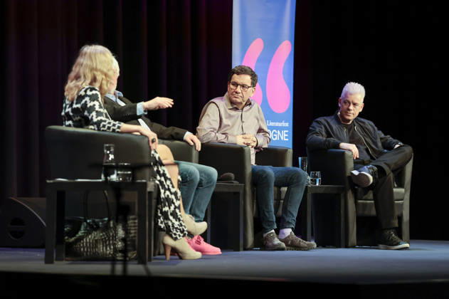 Susanne Pätzold, Jürgen Becker, Moritz Netenjakob and Michael Mittermeier at the lit Cologne 2026 event lit Comedy at the Theater am Tanzbrunnen Cologne, 09 03 2026 Foto:xR.xSchmiegeltx xFuturexImagex comedy_6308