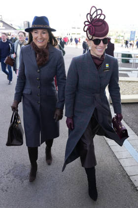 Ladies Day at Cheltenham Festival Carole Middleton and Zara Tindall attend Ladies Day at Cheltenham Festival, Cheltenham Racecourse, Cheltenham, Gloucestershire, UK, on the 11th March 2026 Picture by James Whatling Cheltenham Cheltenham Racecourse Gloucestershire United Kingdom  WHA-0810