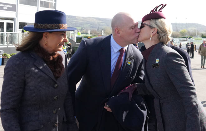 Ladies Day at Cheltenham Festival Carole Middleton, Mike Tindall and Zara Tindall attend Ladies Day at Cheltenham Festival, Cheltenham Racecourse, Cheltenham, Gloucestershire, UK, on the 11th March 2026 Picture by James Whatling Cheltenham Cheltenham Racecourse Gloucestershire United Kingdom  WHA-0810