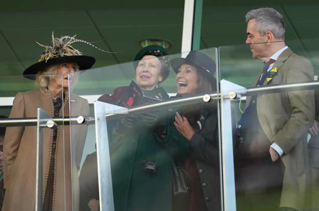 Ladies Day at Cheltenham Festival Queen Camilla, Princess Anne and Carole Middleton cheer on the racing as they attend Ladies Day at Cheltenham Festival, Cheltenham Racecourse, Cheltenham, Gloucestershire, UK, on the 11th March 2026 Picture by James Whatling Cheltenham Cheltenham Racecourse Gloucestershire United Kingdom  WHA-0810