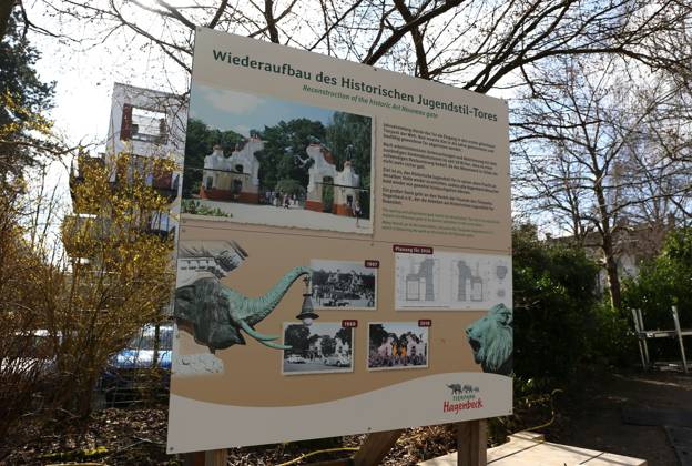 15 03 2026, xcex, GER, Hamburg, Stellingen, zoo, culture, animals, spring awakening at Hagenbeck Zoo, construction site at the historic Art Nouveau gate, entrance gate, reconstruction, landmark, symbolic image CE