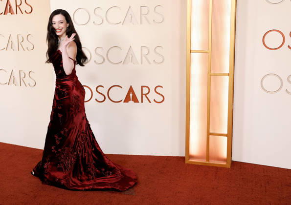 Mikey Madison attends the 98th Oscars on the red carpet for the 98th annual Academy Awards in the Hollywood section of Los Angeles on Sunday, March 15, 2026. Conan O Brien will host the Oscars for the second consecutive year. LAP20260315650 JOHNxANGELILLO