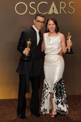 March 15, 2026, Hollywood, California, USA: (L-R) Alexandre Singh and Natalie Musteata, winners of the Best Live Action Short Film Award for â€oeTwo People Exchanging Salivaâ€Â, pose in the press room of the 98th Annual Academy Awards on Sunday March 15, 2026 at the Dolby Theater in Hollywood, California. PRENSA INTERNACIONAL Hollywood USA - ZUMAp124 20260315_zaa_p124_327 Copyright: xPrensaxInternacionalx