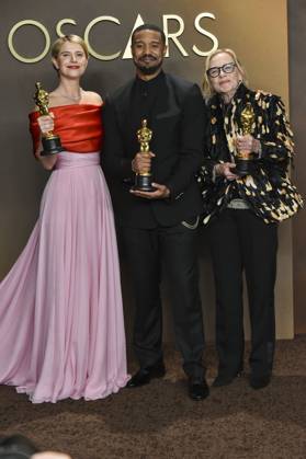 Jessie Buckley, Michael B. Jordan, Amy Madigan in the press room for The 98th Academy Awards - Press Room, Dolby Theatre at Ovation Hollywood, Los Angeles, CA, March 15, 2026. Photo By: Elizabeth Goodenough Everett Collection The 98th Academy Awards - Press Room PUBLICATIONXNOTxINxCANxCHNxFRAxITAxJPNxNORxPOLxRUSxESPxUKxUSA