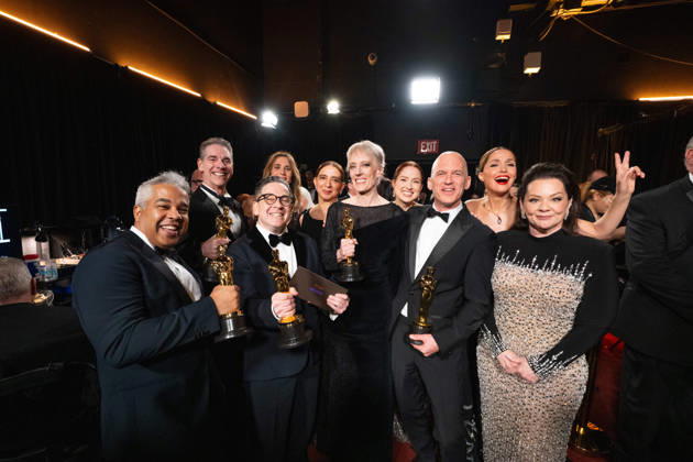 Juan Peralta, Al Nelson, Gary Rizzo, Maya Rudolph, Gwendolyn Yates Whittle, Ellie Kemper, Gareth John, Rose Byrne, and Melissa McCarthy pose backstage with the Oscar® for Sound during the 98th Oscars® at Dolby® Theatre at Ovation Hollywood on Sunday, March 15, 2026. Los Angeles CA USA 350081344PLX