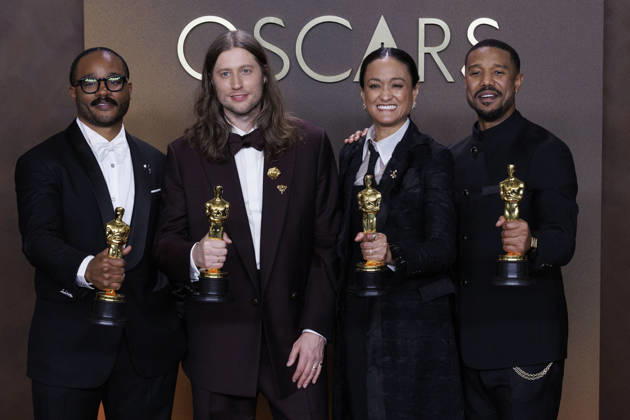 March 15, 2026, Hollywood, California, USA: (L-R) Ryan Coogler, Ludwig Goransson, Autumn Durald Arkapaw and Michael B. Jordan in the press room of the 98th Annual Academy Awards on Sunday March 15, 2026 at the Dolby Theater in Hollywood, California. BURT HARRIS BNS PI Hollywood USA - ZUMAp124 20260315_zaa_p124_418 Copyright: xBurtxHarrisx