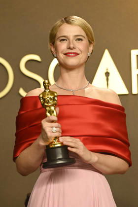 HOLLYWOOD, CA - MARCH 15: Jessie Buckley in the press room at the 98th Oscars at Dolby Theatre on March 15, 2026 in Hollywood, California. Copyright: xMediaPunchx