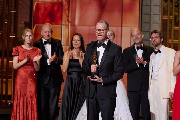 98th Oscars, Academy Awards Joachim Trier, Andrea Berentsen Ottmar, Stellan Skarsgard, Maria Ekerhovd, Elle Fanning, Eskil Vogt, Anders Danielsen Lie, Renate Reinsve, Inga Ibsdotter Lilleaas, and Olivier Bugge Coutté accept the Oscar for International Feature Film during the 98th Oscars at the Dolby Theatre at Ovation Hollywood on Sunday, March 15, 2026., Credit:Avalon.red Avalon United States of America, CA, Hollywood, Dolby Theater Copyright: xAvalon.redx xAvalonx 1083410637