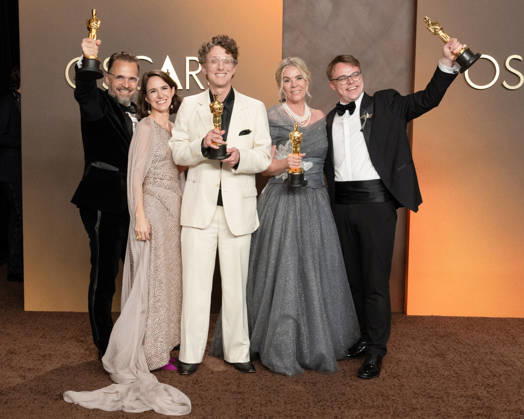 March 15, 2026, Hollywood, California, USA: (L-R) RADOVAN SIBRT, ALZBETA KARoÂSKOVA, DAVID BORENSTEIN, PAVEL TALANKIN, and HELLE FABER, winners of the Best Documentary Feature Film Award for â€oeMr. Nobody Against Putinâ€Â, pose in the Press Room during the 98th Academy Awards, presented by the Academy of Motion Picture Arts and Sciences (AMPAS), at the Dolby Theatre in Hollywood. Hollywood USA - ZUMAb173 20260315_aap_b173_184 Copyright: xBillyxBennightx