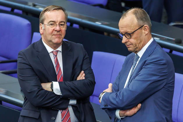 Bundestag Boris Pistorius SPD , Federal Minister of Defense and Federal Chancellor Friedrich Merz CDU , in the German Bundestag on 18 03 26 in Berlin Berlin Berlin Germany Bundestag