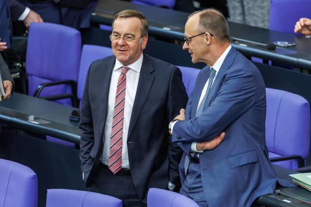 Bundestag Boris Pistorius SPD , Federal Minister of Defense and Federal Chancellor Friedrich Merz CDU , in the German Bundestag on 18 03 26 in Berlin Berlin Berlin Germany Bundestag