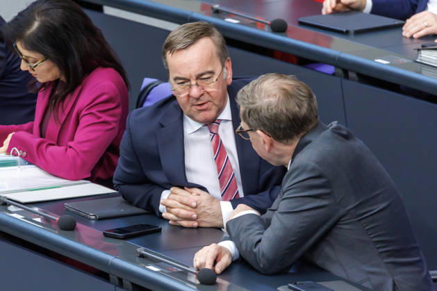 Bundestag Boris Pistorius SPD , Federal Minister of Defense, and Johann Wadephul CDU , Federal Minister of Foreign Affairs in the German Bundestag on 18 03 26 in Berlin Berlin Berlin Germany Bundestag