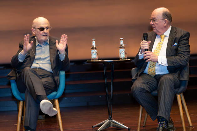 Salman Rushdie, curator DENIS SCHECK The eleventh hour, Salman Rushdie at LIT Potsdam, on 19 03 2026 in Potsdam, LIT , Germany