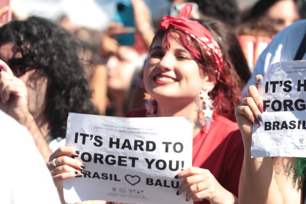 SaO PAULO, SP - 22.03.2026: LOLLAPALOOZA BRASIL 2026 - Fans of the band Balu Brigada at the Flying Fish stage barrier early this Sunday afternoon (22), at Lollapalooza 2026. The festival takes place at the Interlagos racetrack, in the south of Sao Paulo. x2910044x  AngÃ licaxAlves
