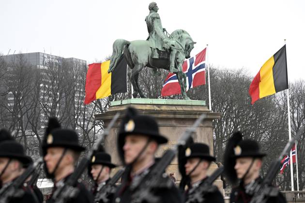 State Visit of King Philippe and Queen Mathilde to Norway (Day 1) OSLO, NORWAY - MARCH 24 : State Visit of King Philippe and Queen Mathilde to Norway (Day 1) : Official welcoming ceremony at the Royal Palace : 1) Outside: arrival of King Harald, Queen Sonja & National anthems & Inspection of the Guard of Honour (by HRH Crown Prince Haakon and HM the King Philippe and Queen Mathilde) on March 24, 2026 in Oslo, Norway, 24 03 2026 Oslo Norway  Copyright: xDidierxLebrunx