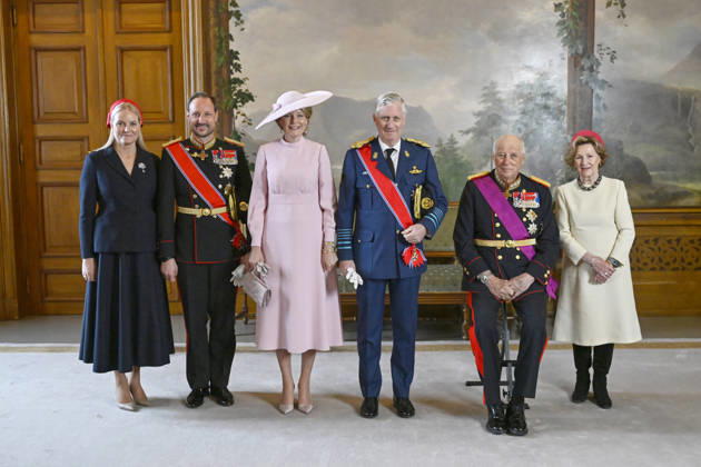 Belgian Royal Couple Visits Norway Official visit of the king Philippe and the queen Mathilde in Norway, arrival of TTMM and welcome King Harald, Queen Sonja and HRH Crown Princess Mette-Marit in the castle of Oslo. The Princess was inside the castle for the ceremony of gift of presents. , on March 24, 2026. Photo by Olivier Polet ABACAPRESS.COM Oslo Norway  Copyright: xPoletxOlivier ABACAx