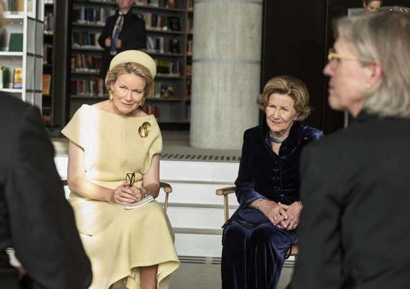 Belgian Royal Couple Visits Norway - Day 2 Queen Mathilde and King Philippe of Belgium visited An interactive seminar in the Oslo library, on enhancing children’s reading skills and Queen Sonja and Prince Haakon in Olso, Norway on March 25, 2026, during the second day of the official visit in Norway. Photo by Olivier Polet ABACAPRESS.COM Oslo Norway  Copyright: xPoletxOlivier ABACAx